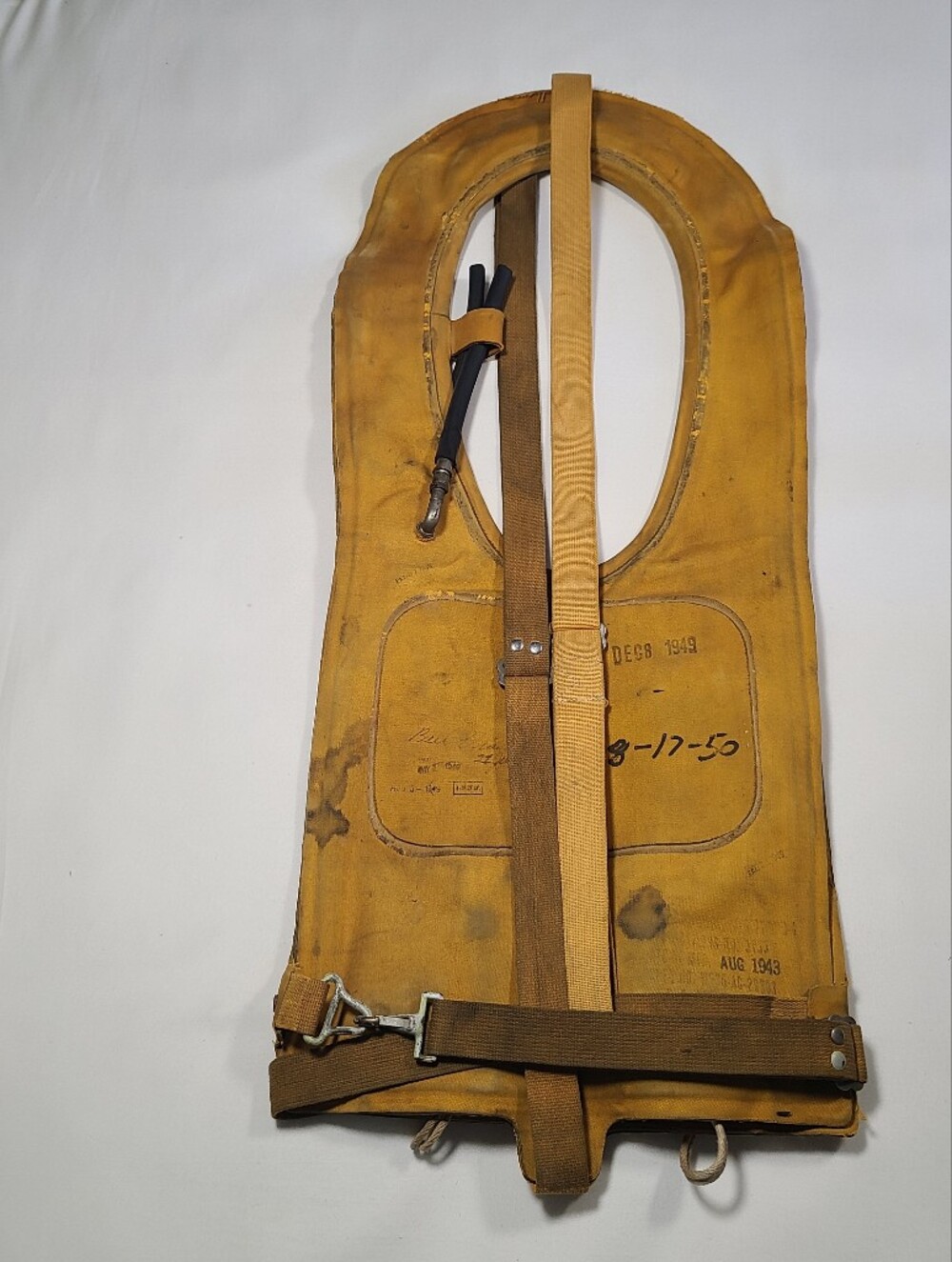 Vintage WWII Yellow Canvas  U S Army Life Preserver Vest- Type B4  1943